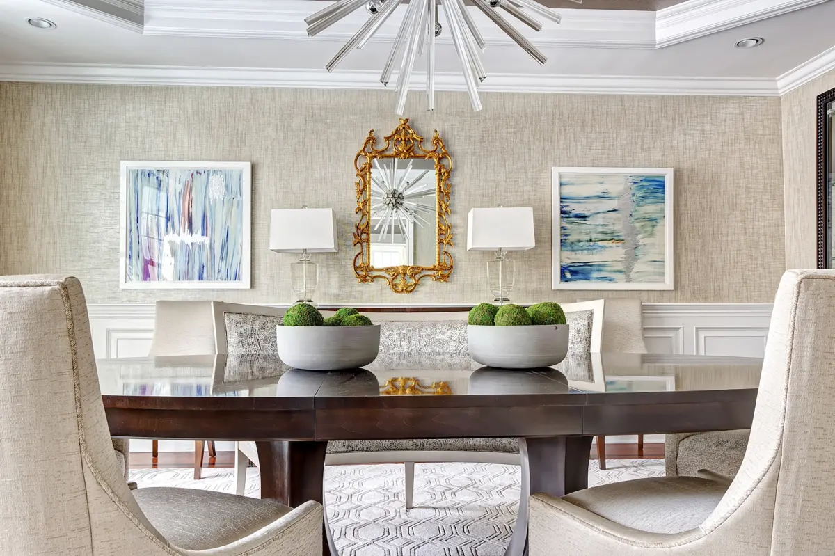 Open entertaining space in a Wilton, Connecticut home designed by Beth Krupa Interiors